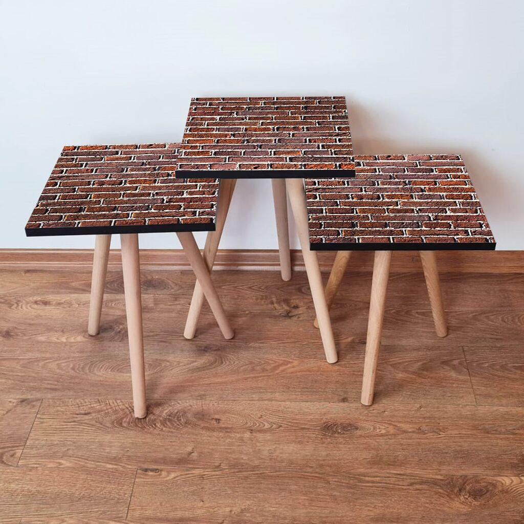 Hanah Home Set klub stočića 3Shp372, 3 komada, Šareni