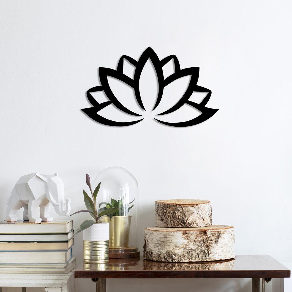 Wallity Zidna dekoracija Lotus Flower 2, 60x35 cm, 1.5 mm, Crna