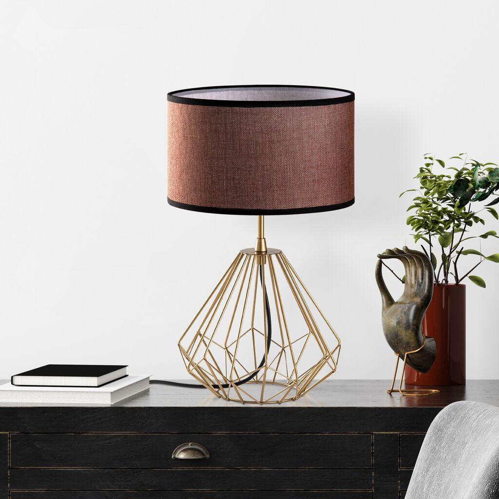 Opviq Stona lampa Diamond-S-713, 25x25x43 cm, IP20, Braon-zlatne boje