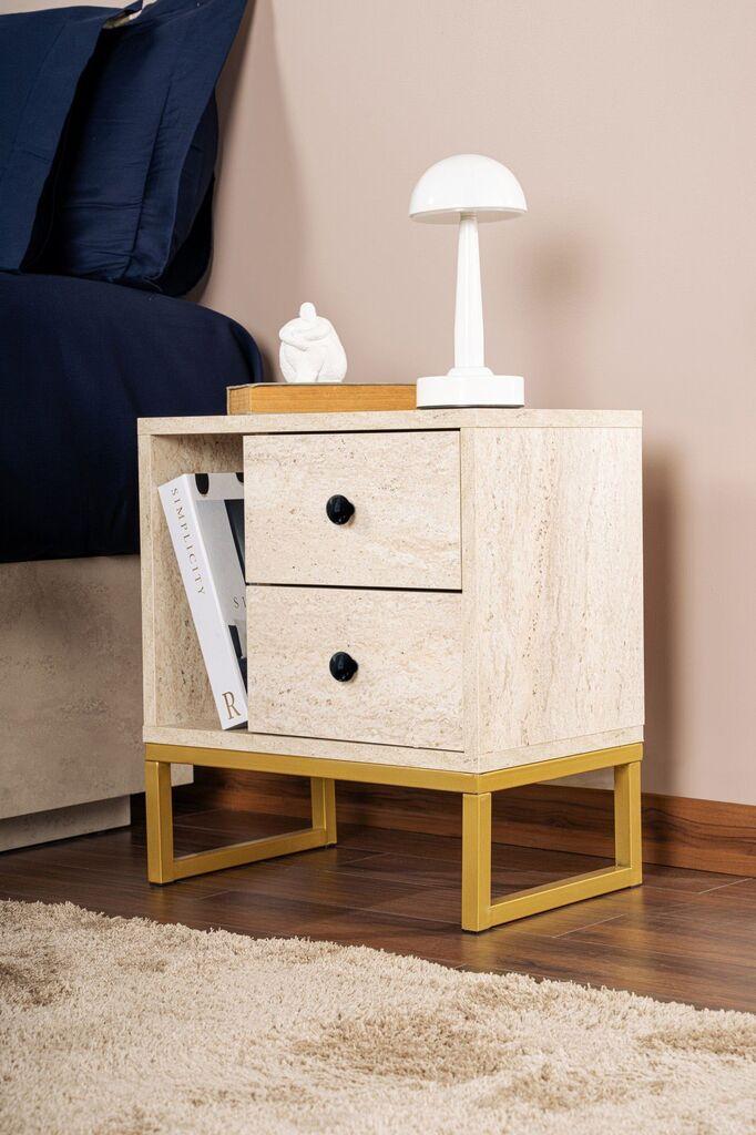 Hanah Home Noćni ormarić Glimmer, 45.2 x 50 x 29.5 cm, Krem