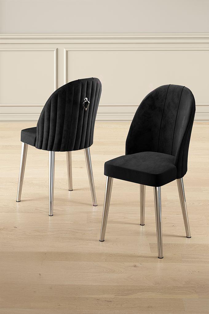 Hanah Home Set stolica Mara, 45x91x42 cm, 6 komada, Crno-srebrne boje