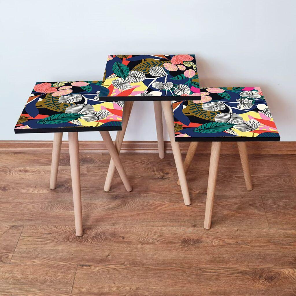 Hanah Home Set klub stočića 3Shp209, 3 komada, Šareni