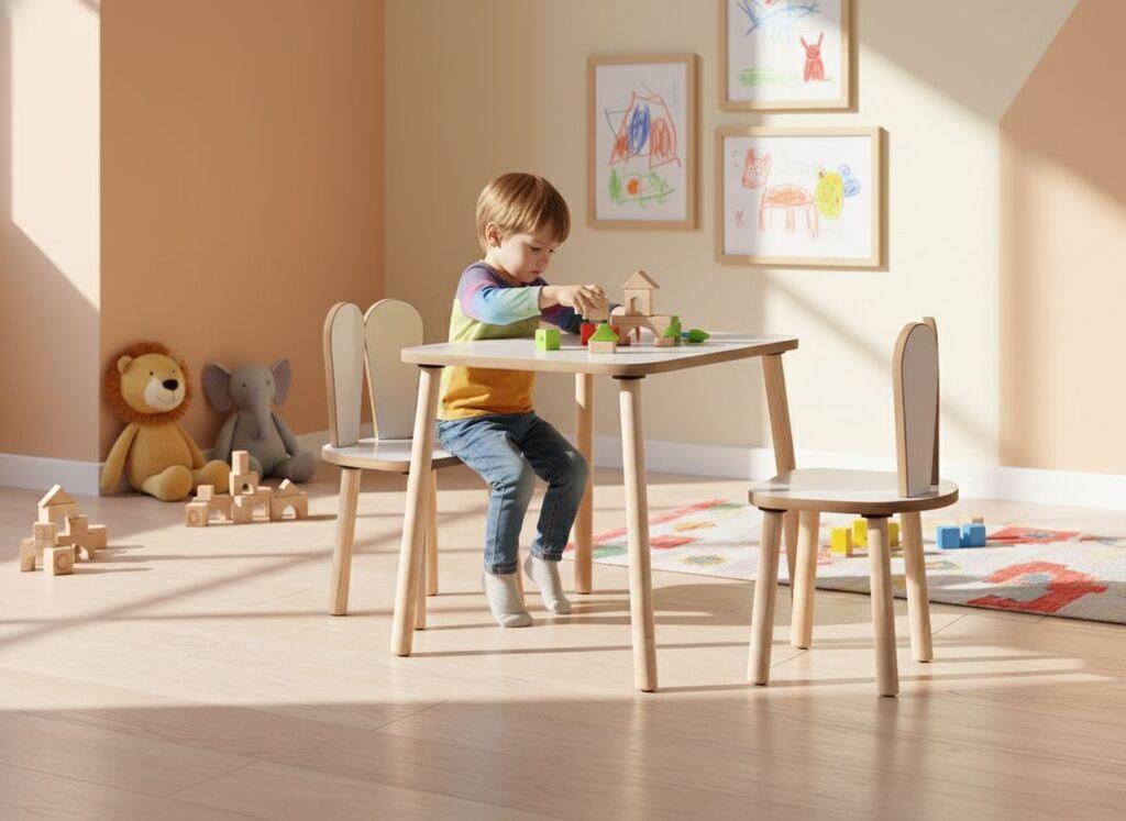 Hanah Home Set dečiji sto i stolice Bunny, Beli