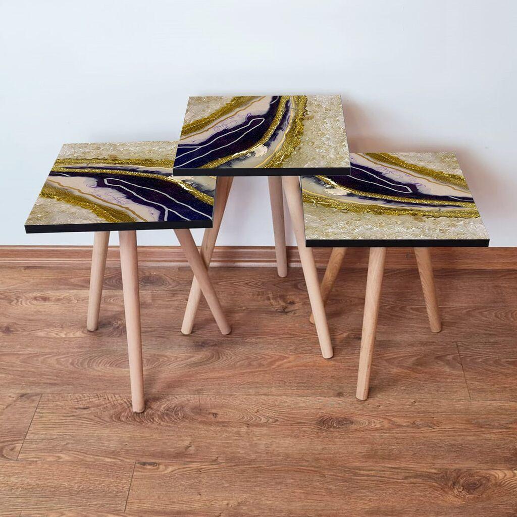 Hanah Home Set klub stočića 3Shp114, 3 komada, Šareni