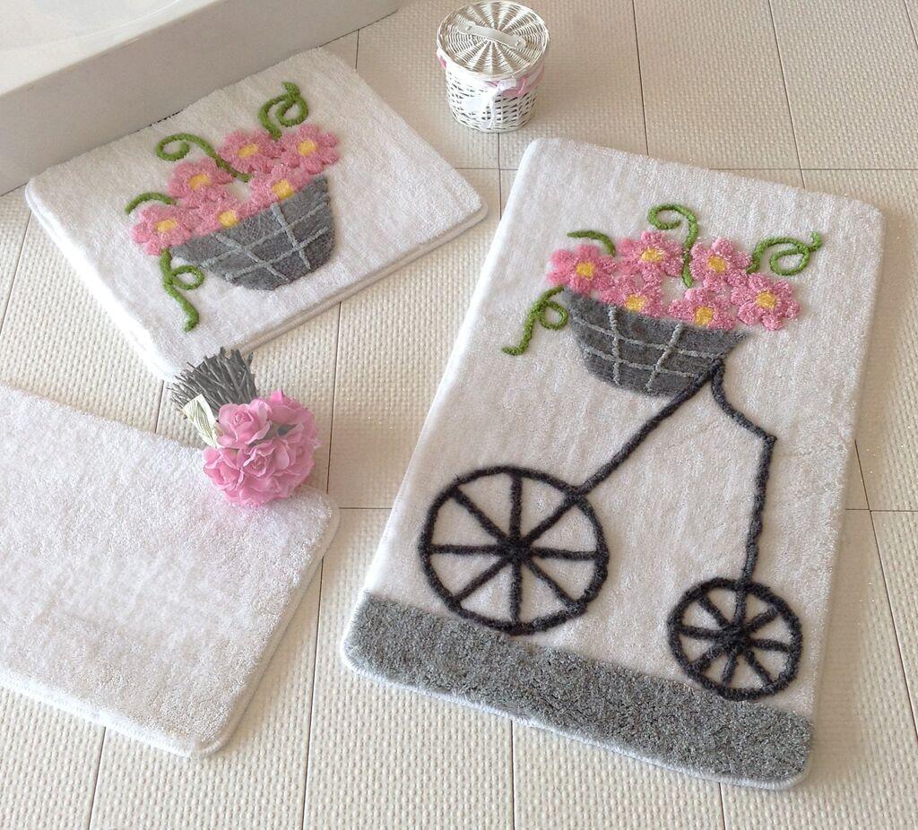 L'essentiel Maison Set 3 prostirke Alacati Roze Cveće, Bele