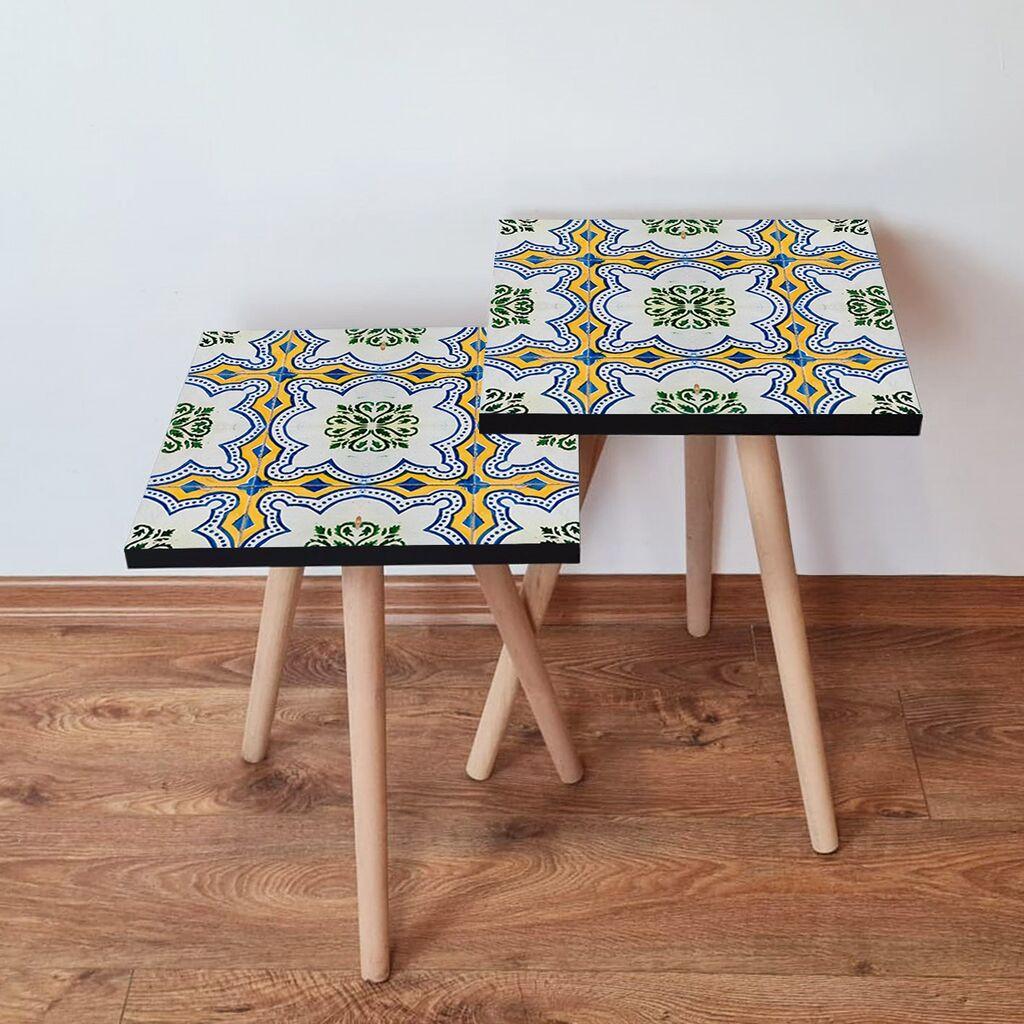 Hanah Home Set klub stočića 2Shp46, 2 komada, Šareni