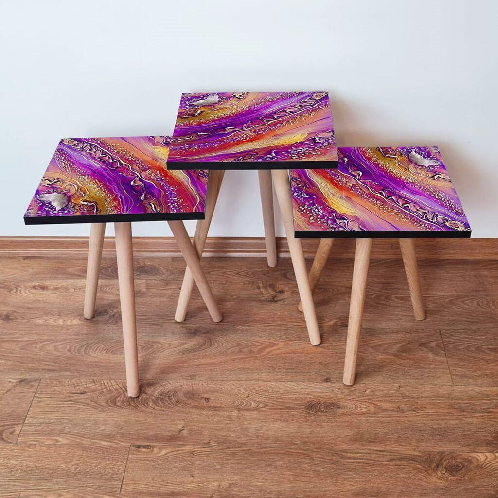 Hanah Home Set klub stočića 3Shp108, 3 komada, Šareni
