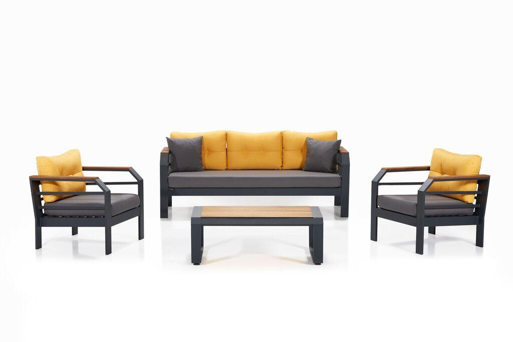 Hanah Home Set baštenskog nameštaja Assento 3+1+1+S, Žuti