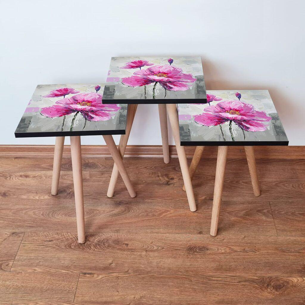 Hanah Home Set klub stočića 3Shp298, 3 komada, Šareni