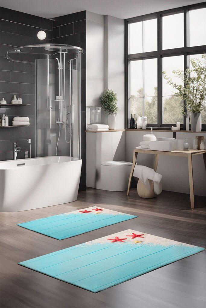 L'essentiel Maison Set prostirki za kupatilo CT-5190, 2 Komada, Svetloplava