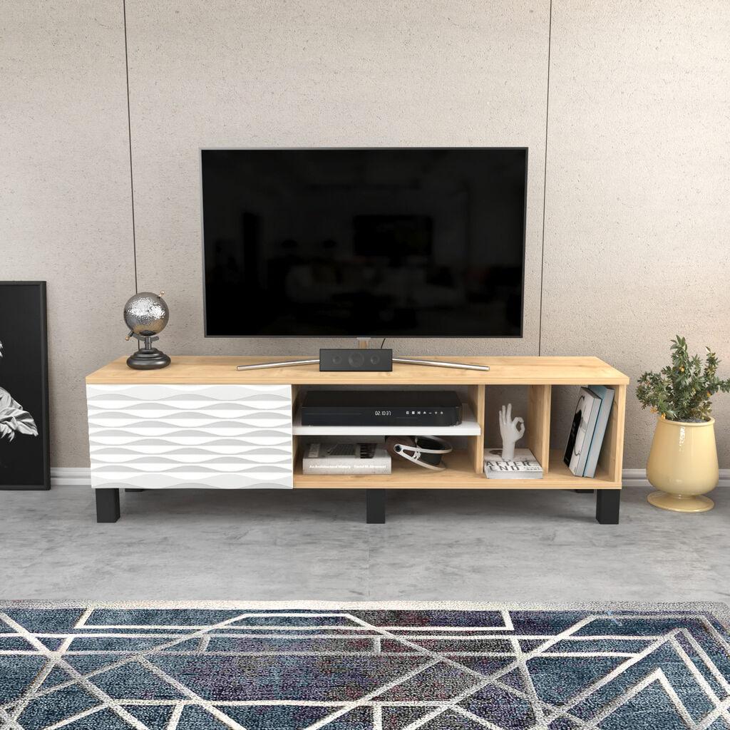 Hanah Home TV Komoda Olyo, 140x40,3x35 cm, Bež-Bela