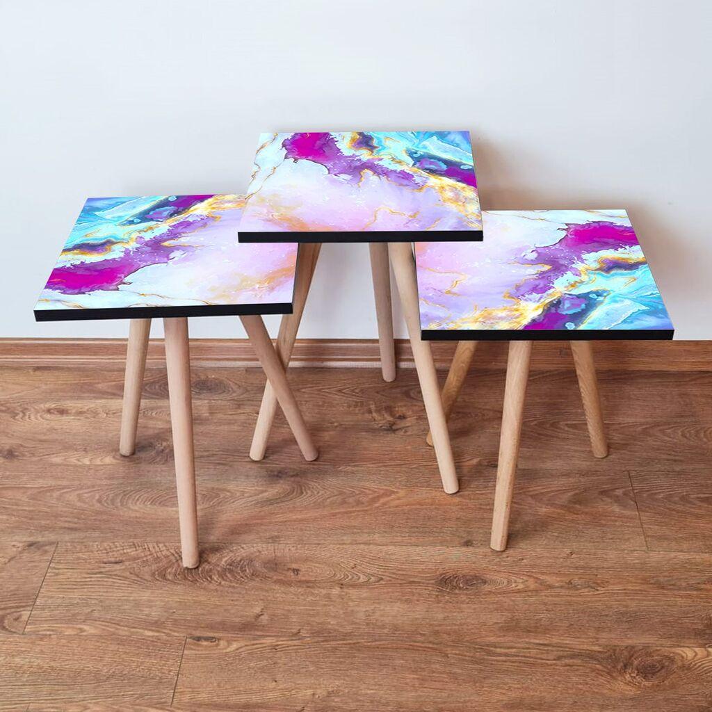 Hanah Home Set klub stočića 3Shp195, 3 komada, Šareni
