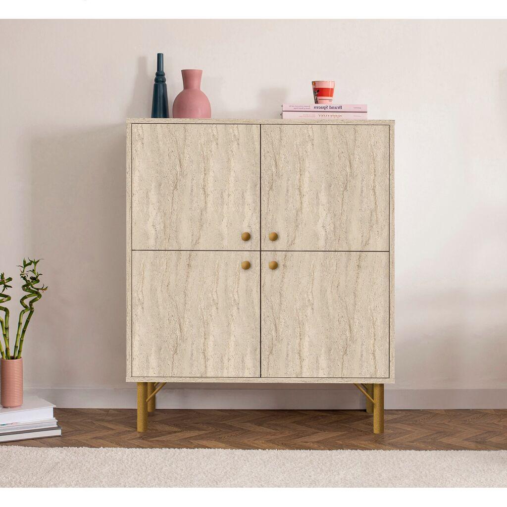 Hanah Home Komoda Multilux, 95x111x36 cm, Krem