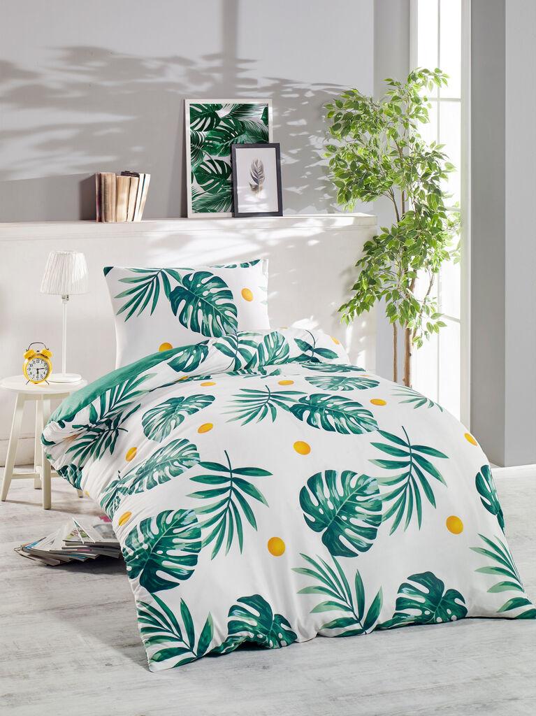 L'essentiel Maison Set Single posteljine Monstera, 140x200cm, Zeleni