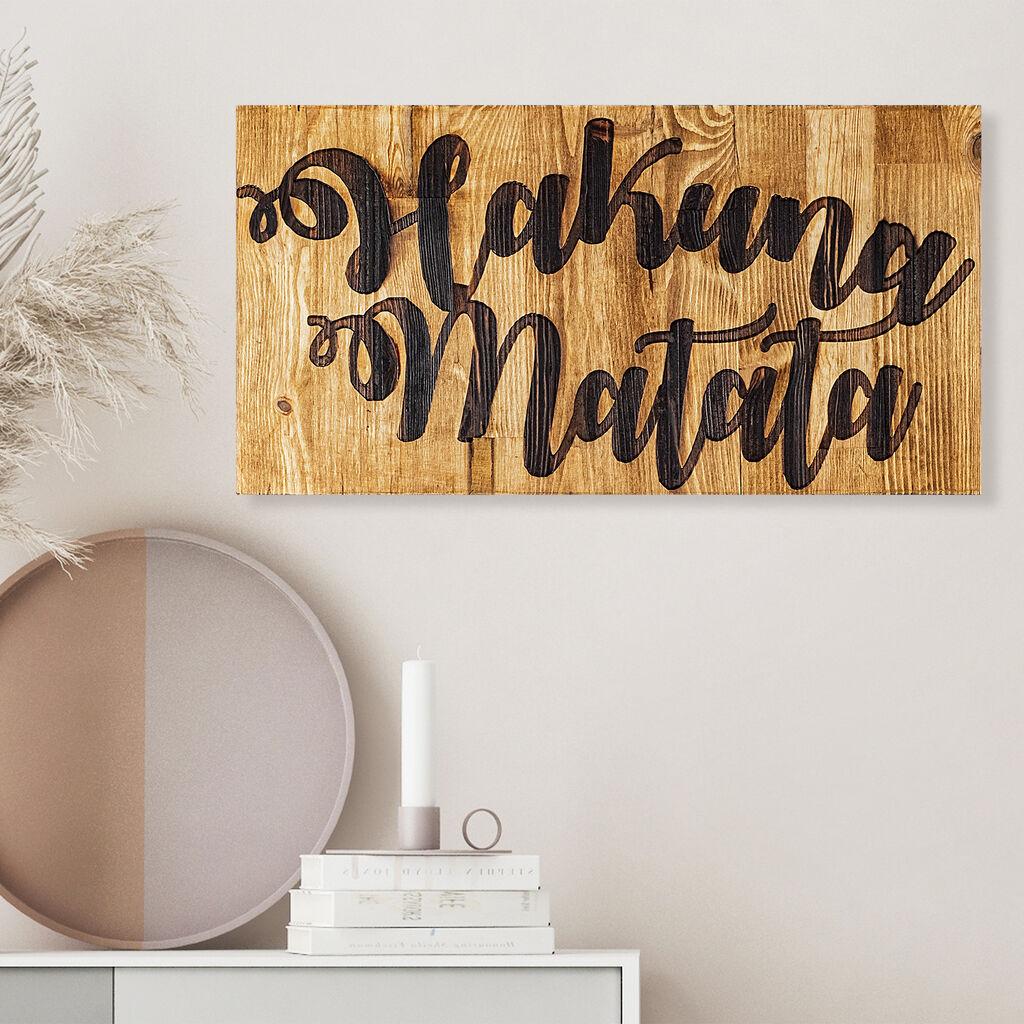 Wallity Zidna dekoracija Hakuna Matata Motto, 30x3x58 cm, Smeđe boje