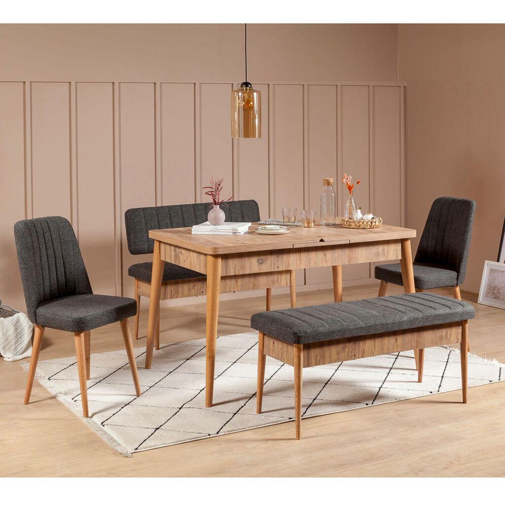 Hanah Home Vina Trpezarijski set, Braon-TamnoSiva