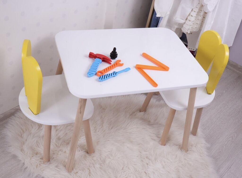 Hanah Home Set dečiji sto i stolice Bunny, Belo-žuti