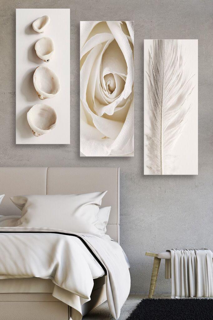 Wallity Slike cveta, školjke i pera 70x50 cm bež