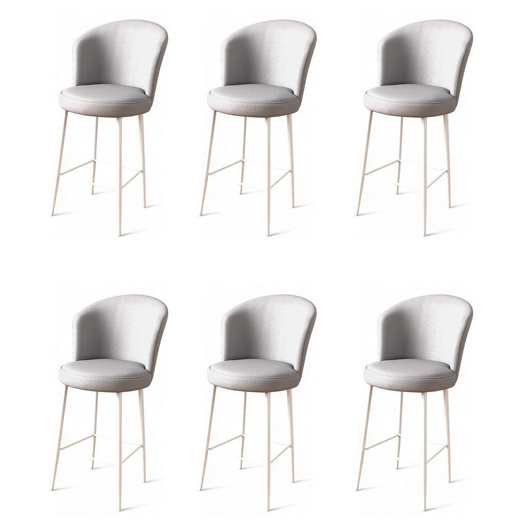 Hanah Home Set barskih stolica Uras, 6 komada, Sivo-beli