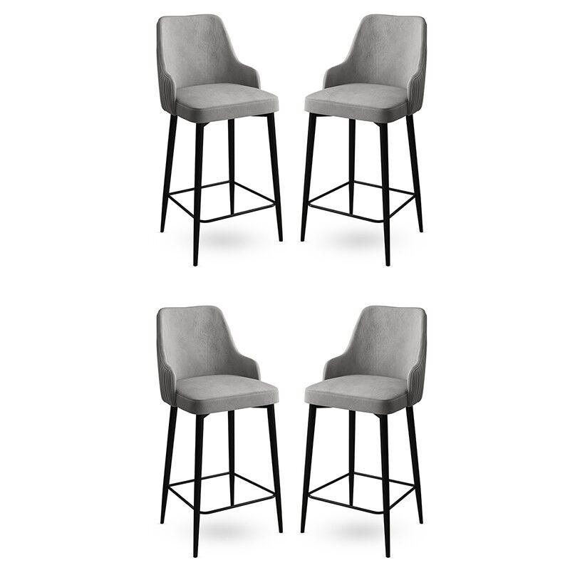 Hanah Home Set barskih stolica Enox, 4 komada, Sivo-crni