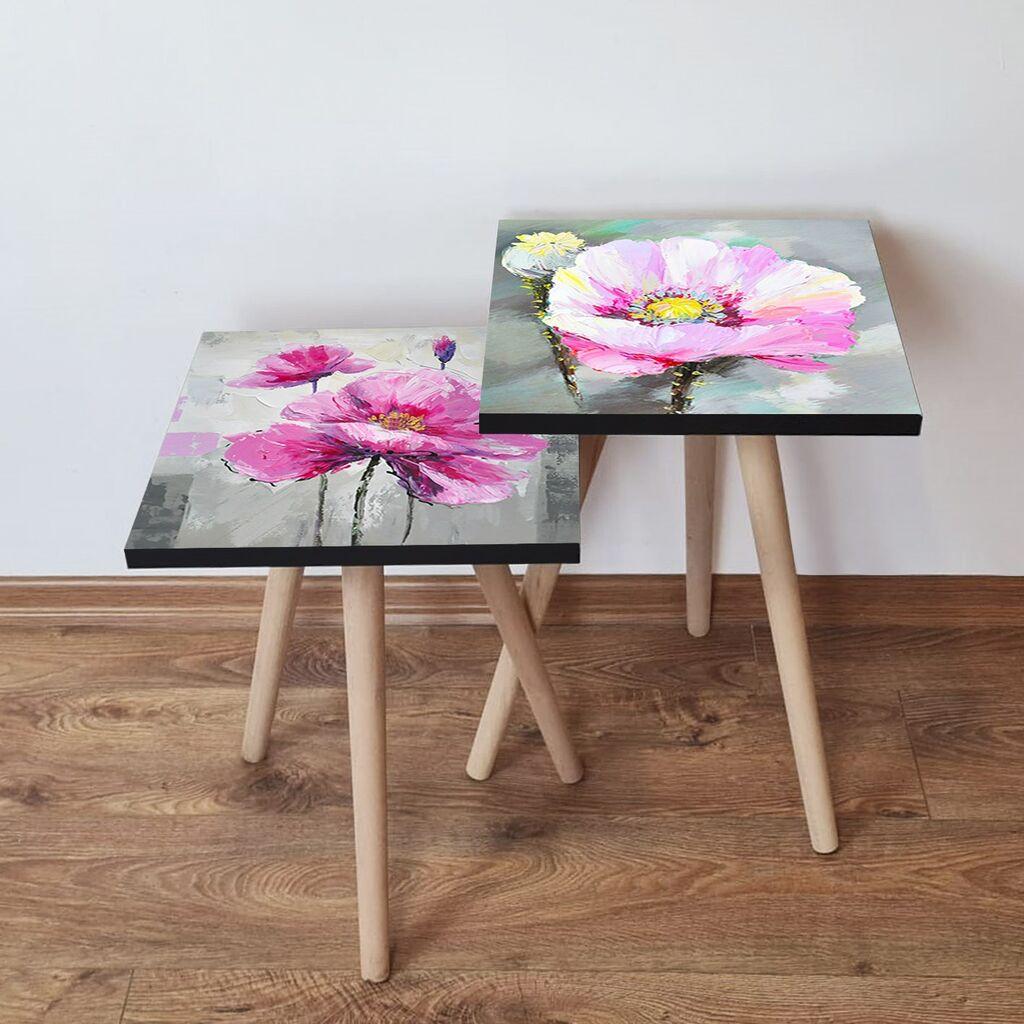 Hanah Home Set klub stočića 2Shp300, 2 komada, Šareni