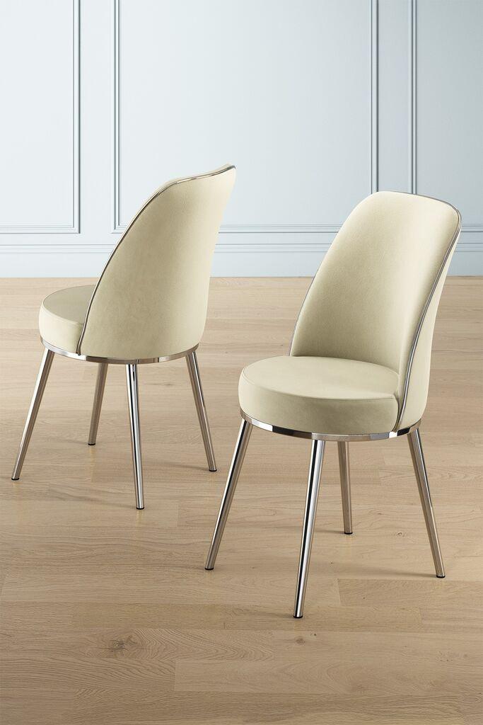 Hanah Home Set stolica Pefa, 45x91x42 cm, 4 komada, Srebrno-krem boje