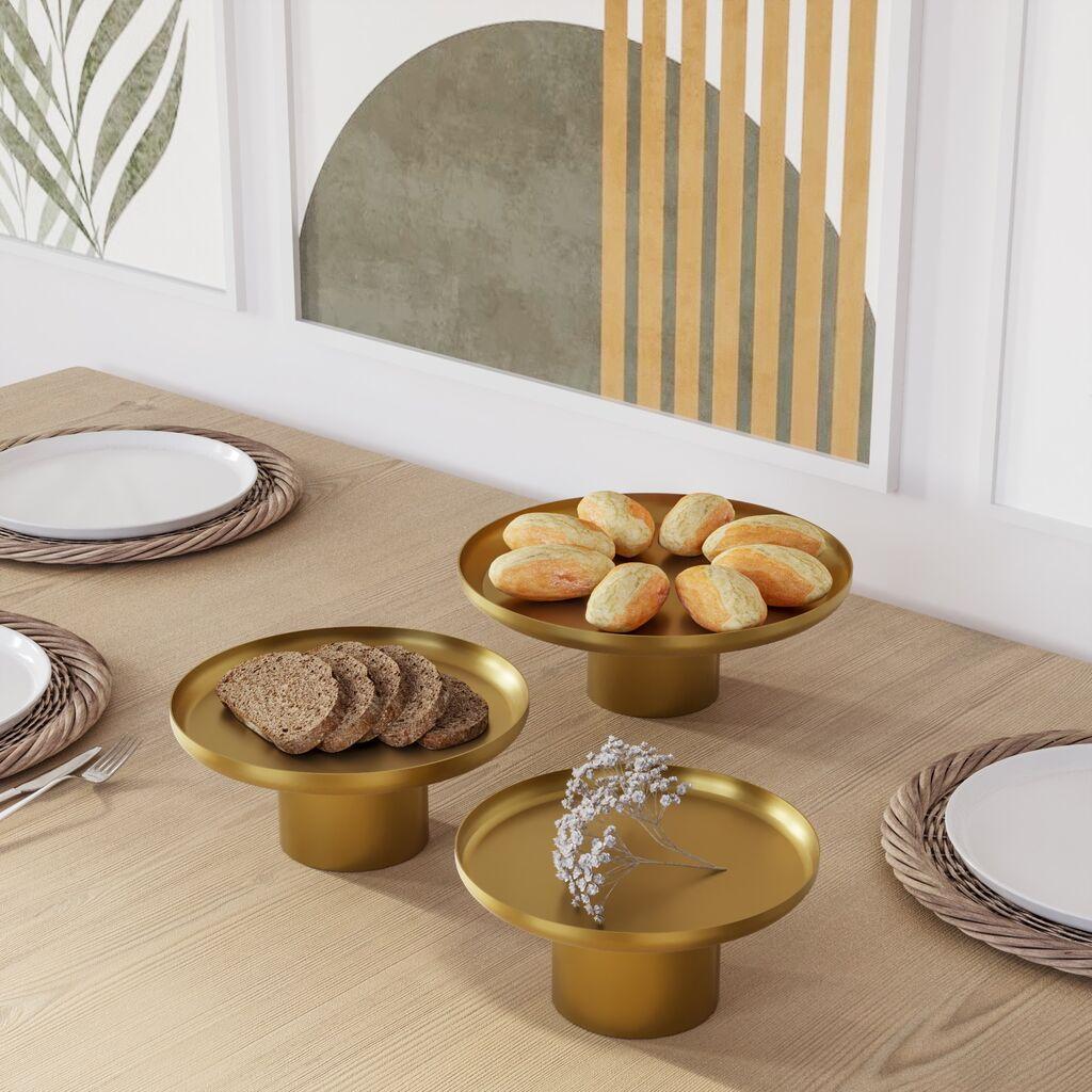 Aberto Design Set Dekorativnih tacni Nisiros-B, Zlatni