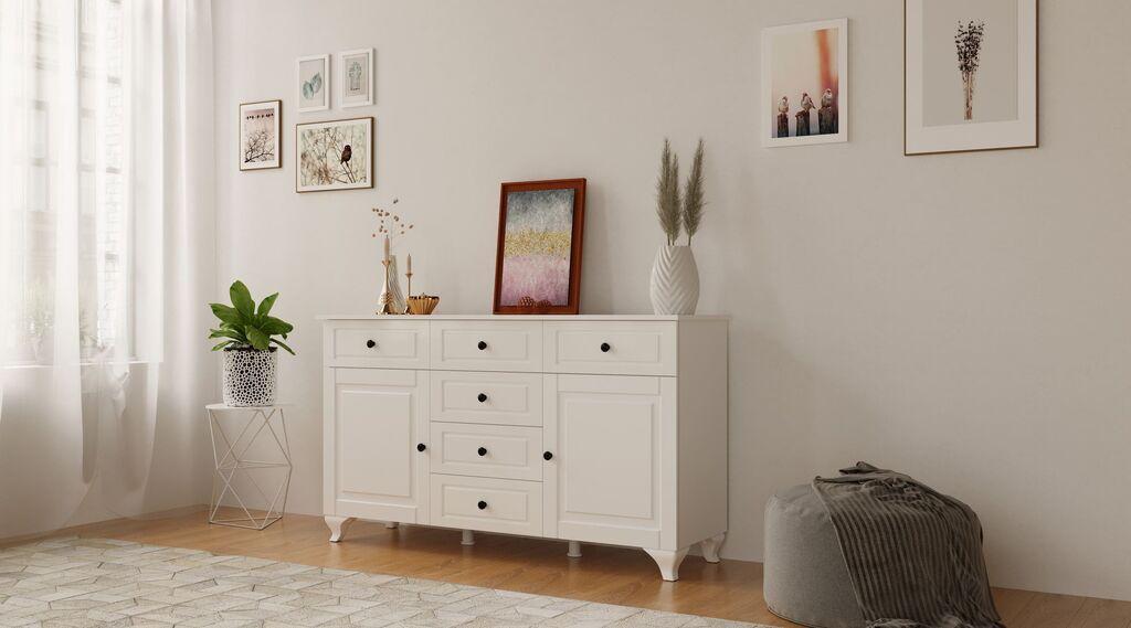 Hanah Home Komoda Rb-025-01, 130x87x43 cm, Bela