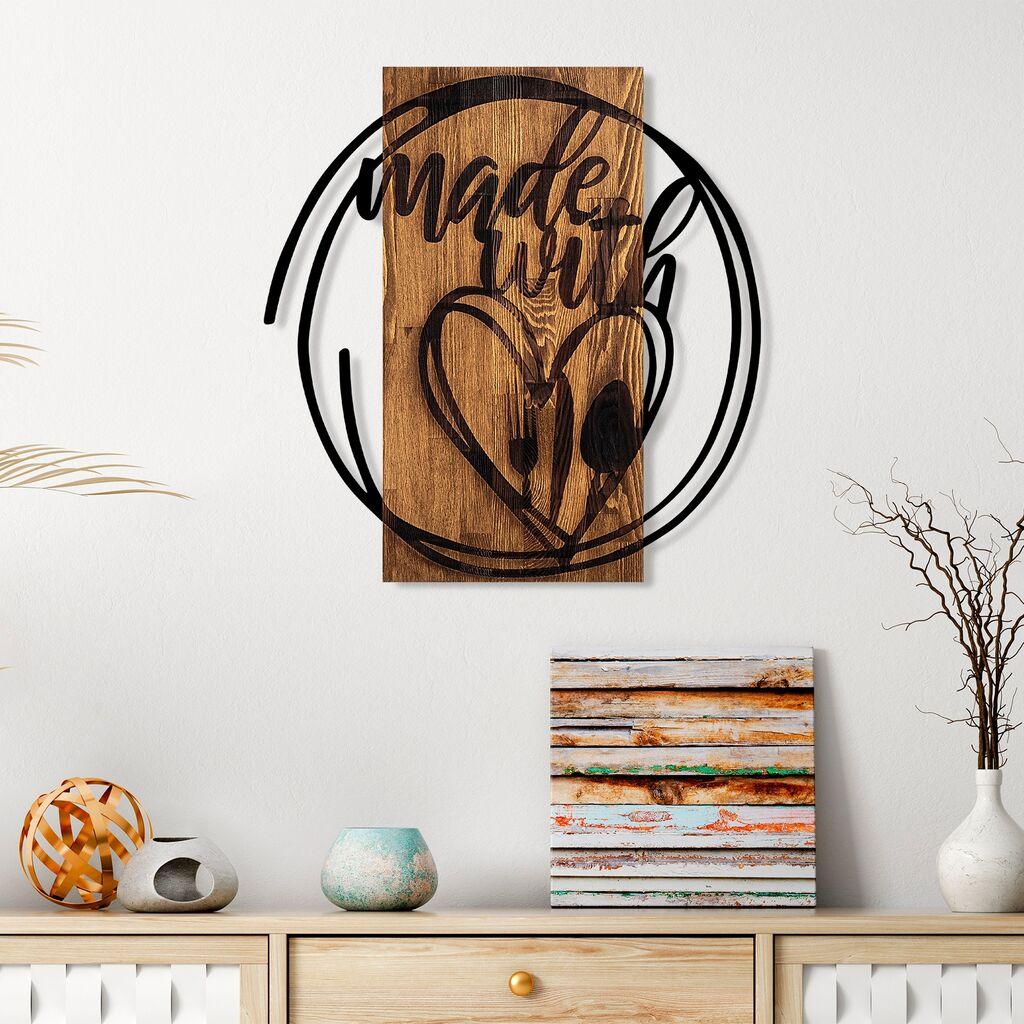 Wallity Zidna dekoracija Made With Love, 55x57 cm, Crna