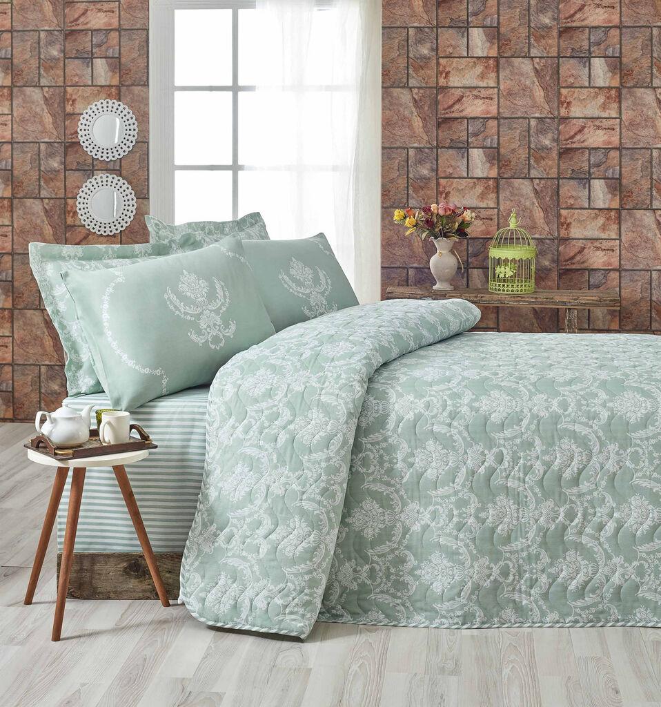 L'essentiel Maison Komplet posteljina za francuski ležaj Zelena-Bela