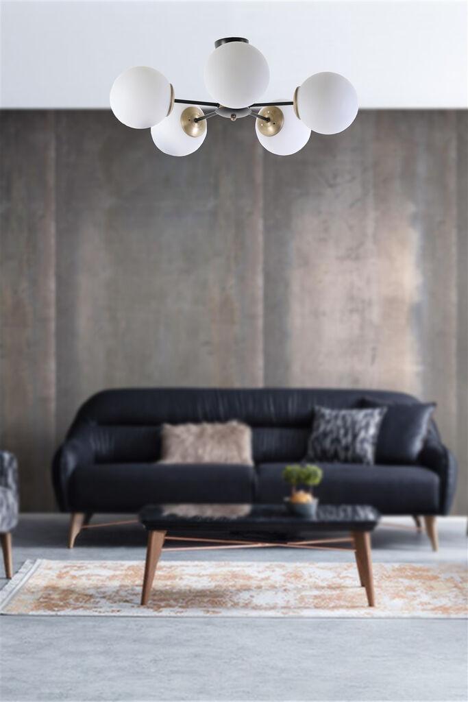 Opviq Venus 5 Li Beyaz Camli Avize Luster, 60x25, Beli