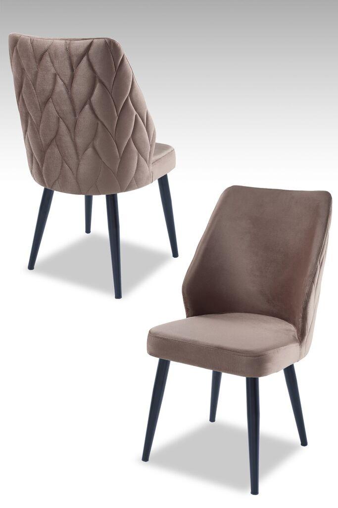 Hanah Home Set stolica Pufi, 48x90x43 cm, 4 komada, Crno-smeđe