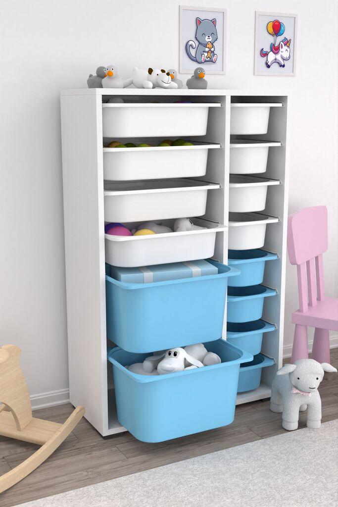 Hanah Home Višenamenska komoda Rine 2D4K8U, 69.5 x30 x109 cm, Plavo-bela