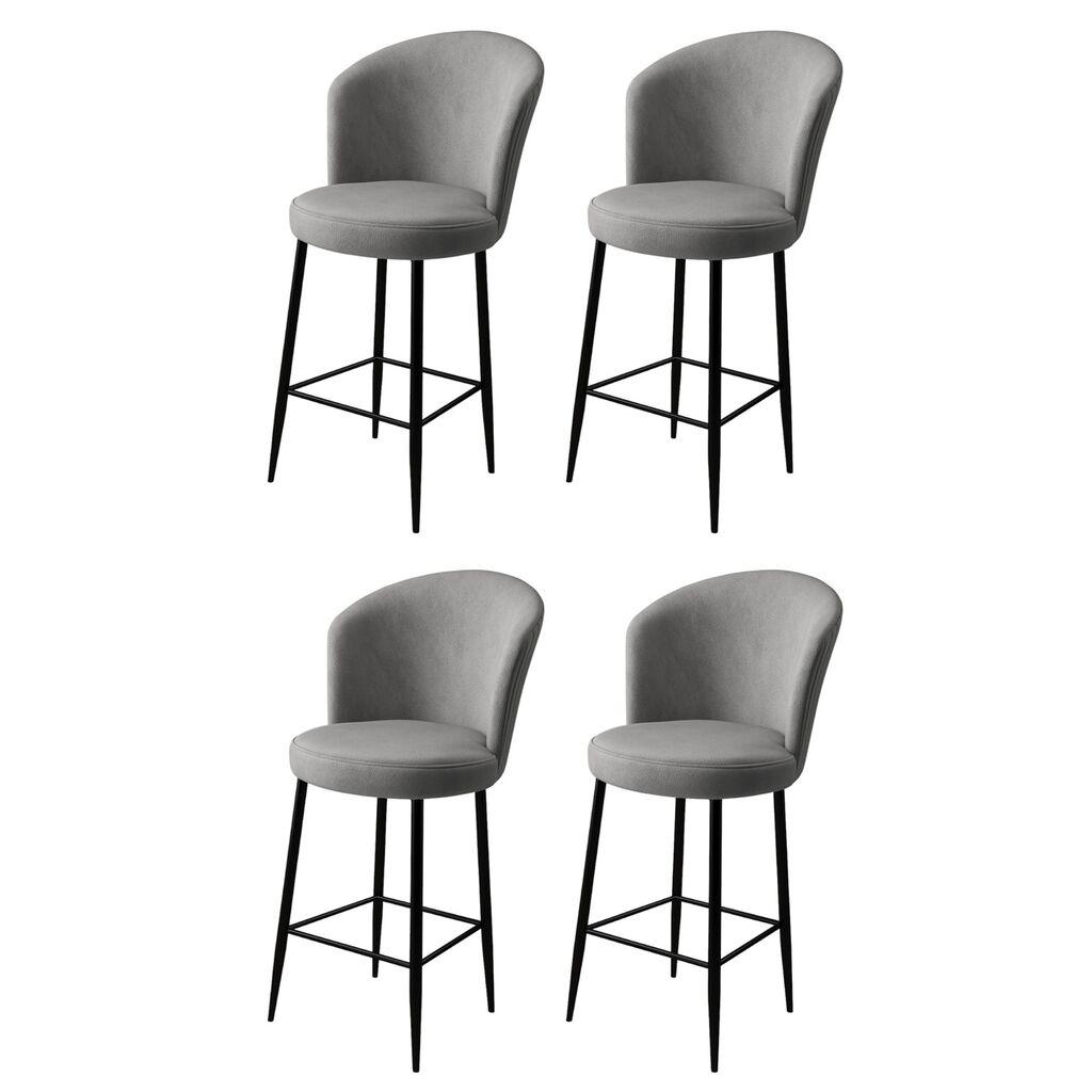 Hanah Home Set barskih stolica Fora, 4 komada, Sivo-crni