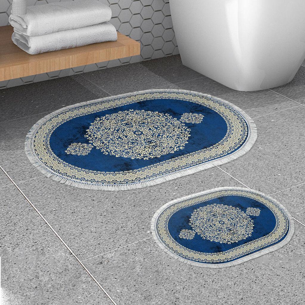 L'essentiel Maison Set 2 prostirke za kupatilo Plavi