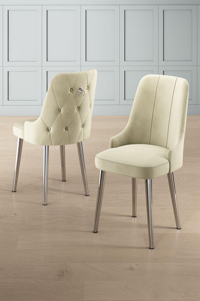 Hanah Home Set stolica Newa, 46x94x46 cm, 6 komada, Srebrno-krem boje