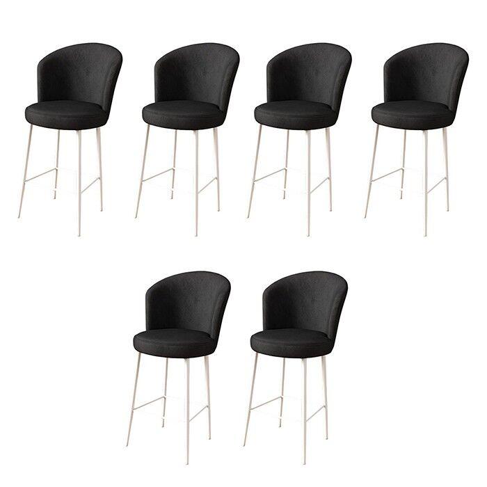 Hanah Home Set barskih stolica Fora, 6 komada, Crno-beli