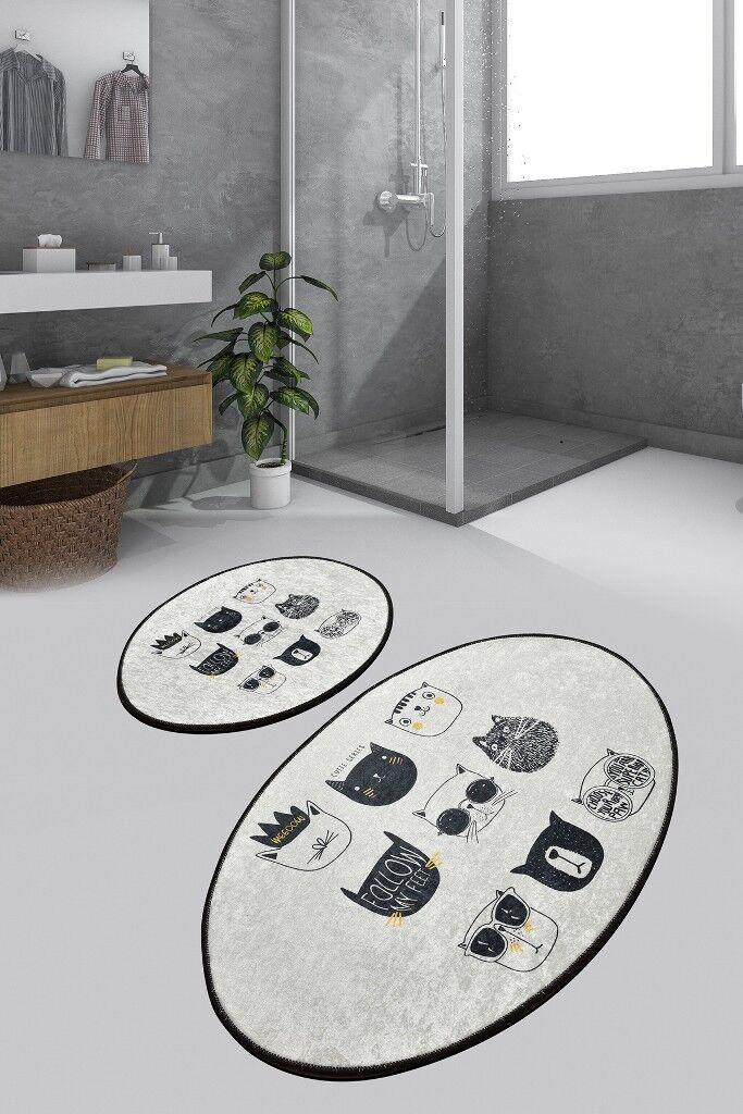 L'essentiel Maison Set 2 prostirke za kupatilo Crno-Beli