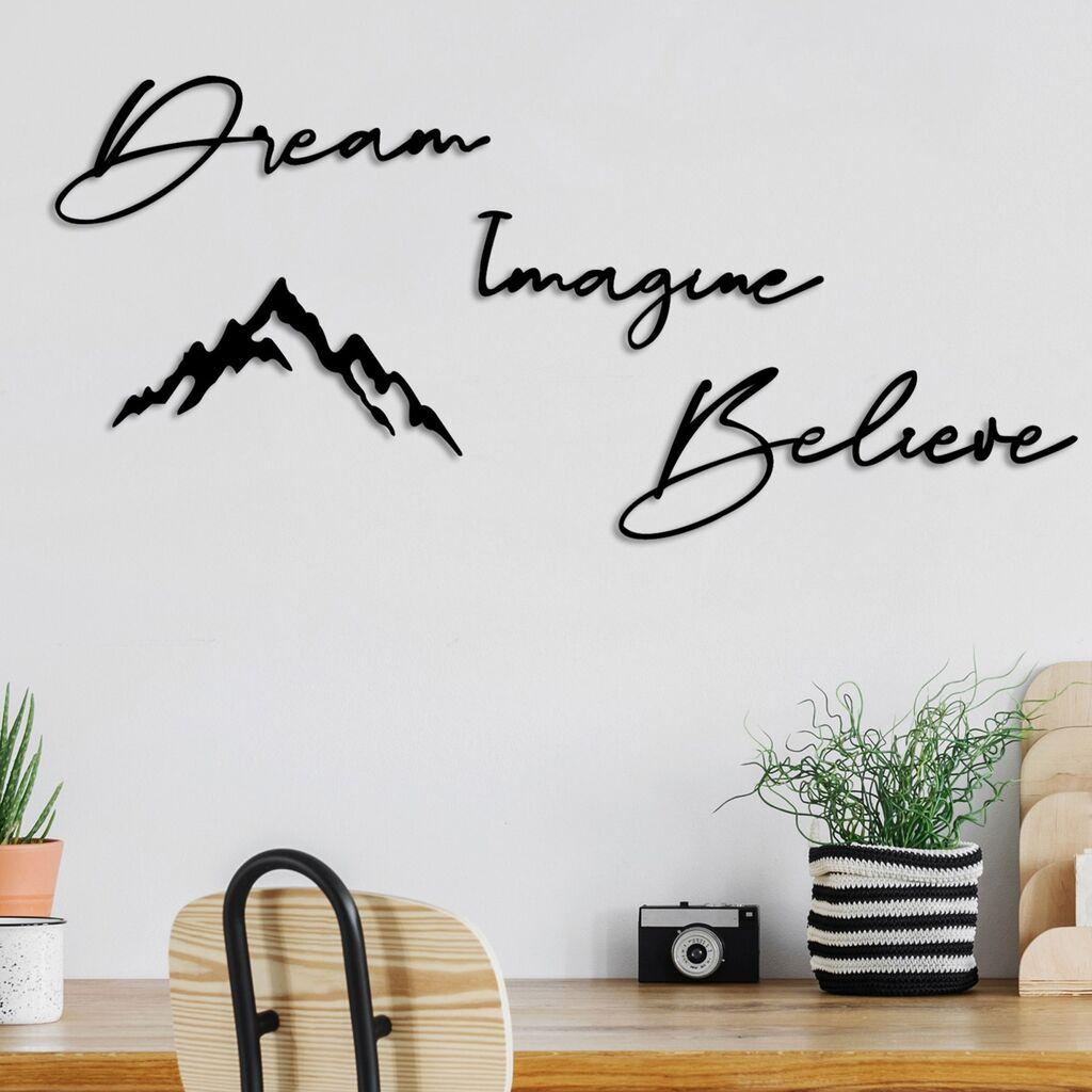 Wallity Zidna dekoracija Dream Imagine Belive, 1.5mm, Crna