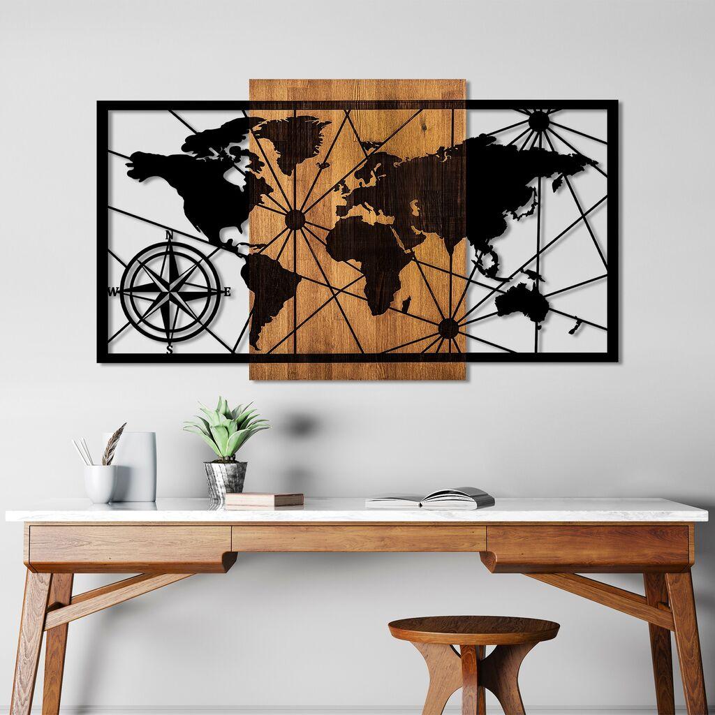 Wallity Zidna dekoracija World Map 3-L, 70 x 120 cm,  Smeđa