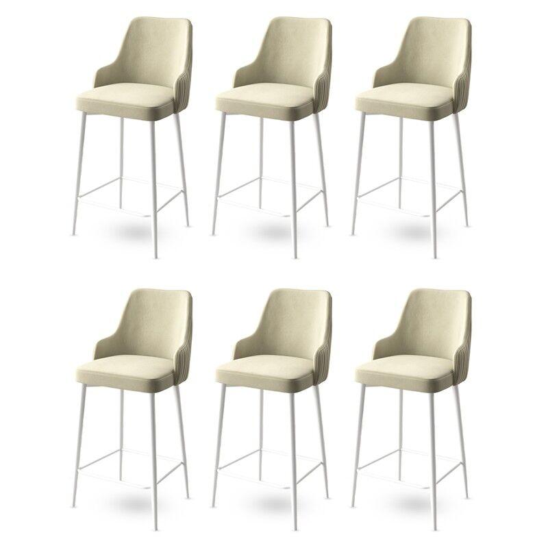 Hanah Home Set barskih stolica Enox, 6 komada, Krem-beli