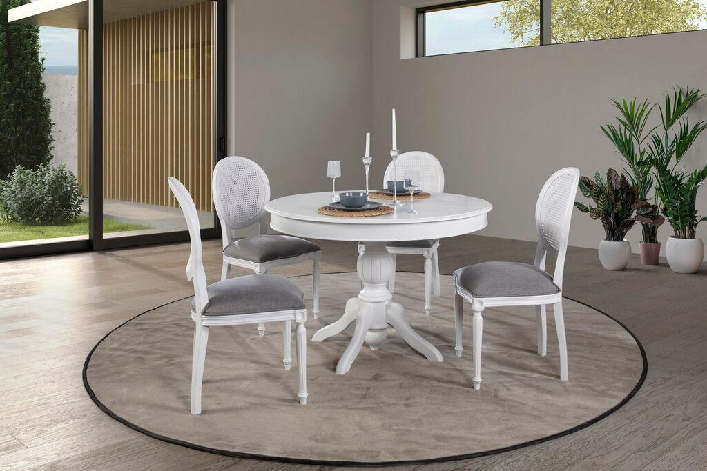 Hanah Home Trpezarijski sto na razvlačenje i stolice Albero151, 118-158 cm, 4 stolice, Beli