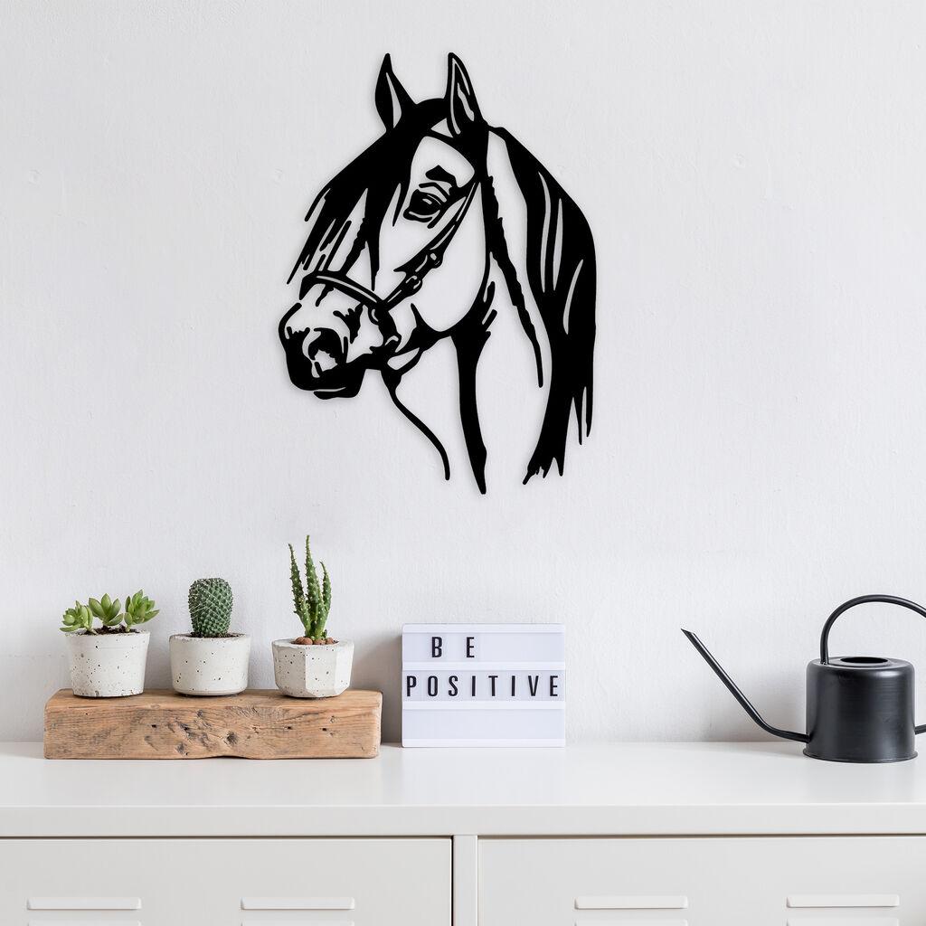 Wallity Metalna zidna dekoracija sa konjem 40x55 cm crna