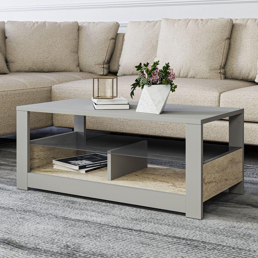 Hanah Home Klub sto Aydos, 90x37x45 cm, Sivi