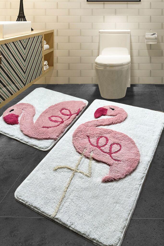 L'essentiel Maison Kupatilski otirač Flamingo, 2 komada, Roze-beli
