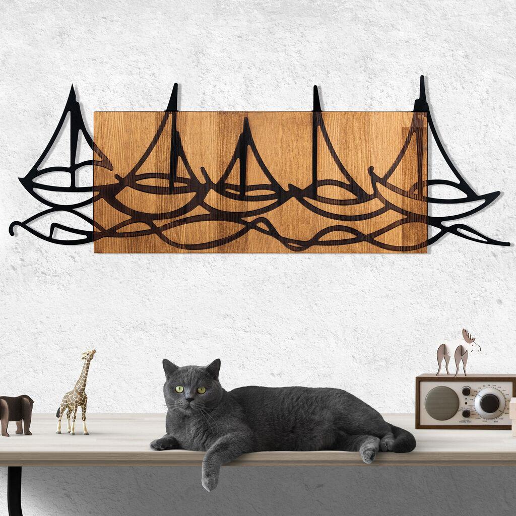 Wallity Zidna dekoracija Ships In The Sea, 86 x 31 cm,  Crna