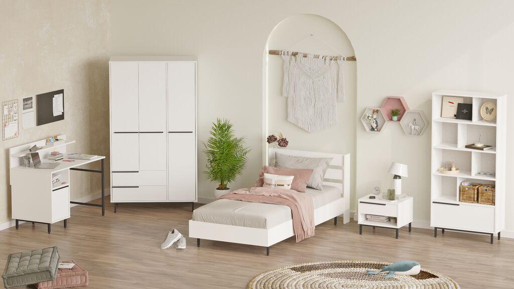 Hanah Home Komplet spavaća soba za tinejdžere ON25-W, Bela