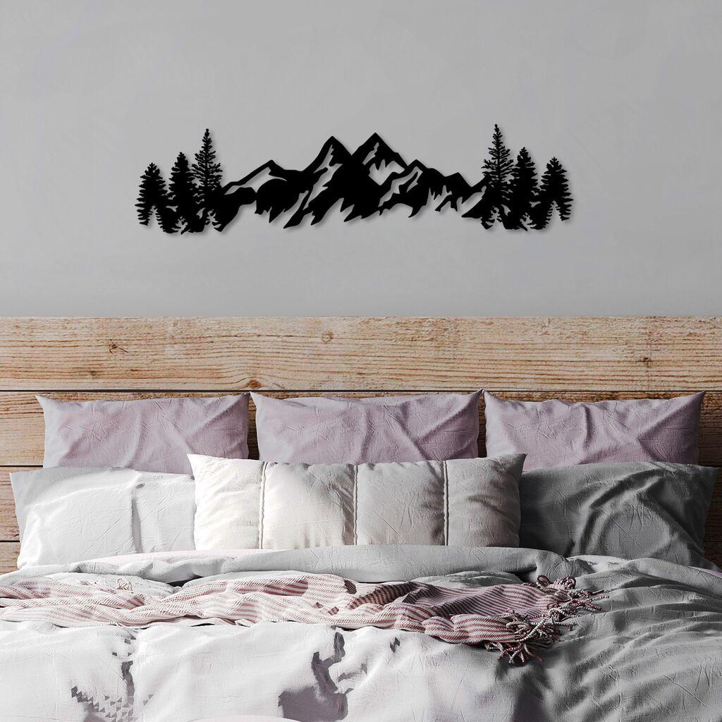 Wallity Zidna dekoracija Mountain View - 3, 70 x 18 cm,  Crna