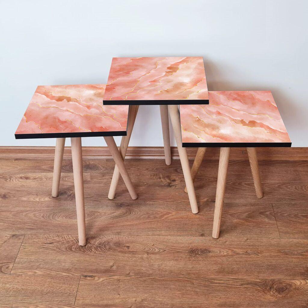 Hanah Home Set klub stočića 3Shp218, 3 komada, Šareni