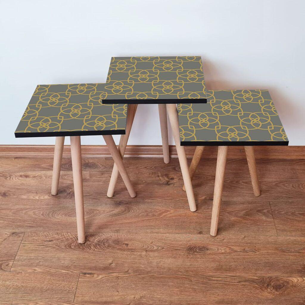 Hanah Home Set klub stočića 3Shp135, 3 komada, Šareni